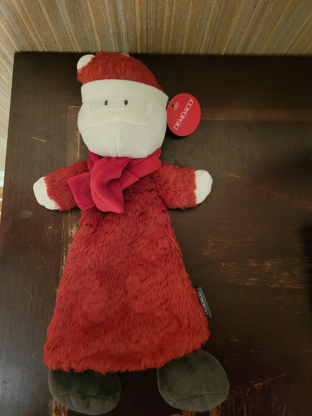 Demdaco Red Santa Plush Lovey  Comforter Toy/ Rattle NWT